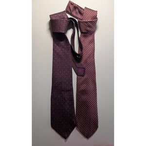 Mens Austin Reed & Liberty of London Silk Tie Bundle Red Burgundy 2pc 46" Long